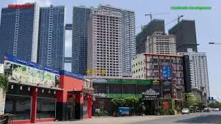 View many modern buildings in Phnom Penh city, Cambodia 2019