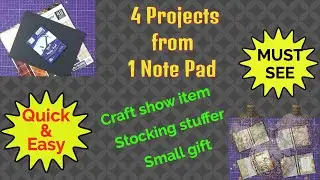 4 note pads made from 1 - Full tutorial - This is perfect stocking stuffer or craft show item -