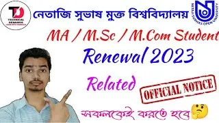 NSOU PG Renewal Related Official Notice