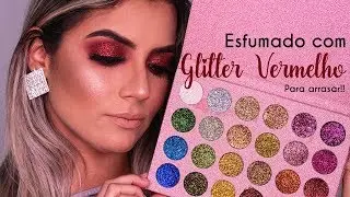 Esfumado Glam com glitter vermelho