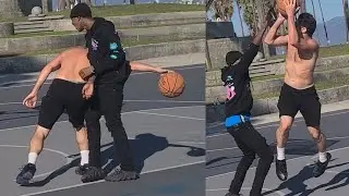 Varsity player GETS SKUNKED by a 42 year old streetballer at Venice Beach. EPIC ENDING!