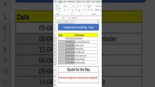 Day 30 Conditional Formatting - Today Date #excel #exceltips #exceltricks #exceltutorial  #vlookup