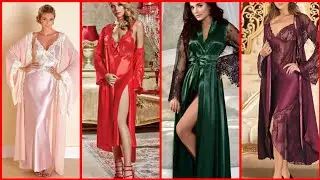 Women sexy sleepwear nightwear Mini drops satin nightgown