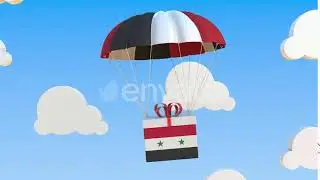 Carton with Flag of Syria Falls with a Parachute | Motion Graphics - Envato elements
