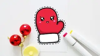 Как нарисовать новогоднюю варежку / Рисунки новый год