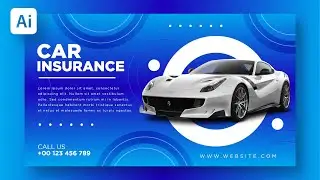 Car Insurance Banner Design / Abstract Banner / Poster / Illustrator / Adobe Illustrator Tutorial