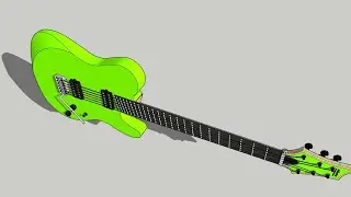 New Guitar Design 3D. Multiscale Guitar Schecter With Body Telecaster Semi Up Down.