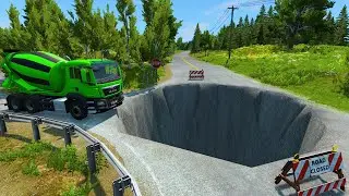 Cars vs Giant Pit - BeamNG.Drive