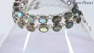 Silver bracelet with labradorite