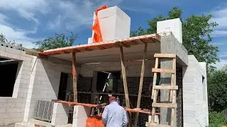 Кладка клинкерного кирпича и Монтаж опалубки крыши террасы
