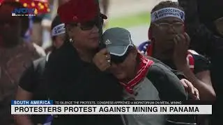 Protesters protest against mining in Panama