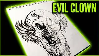 Drawing an EVIL CLOWN - Sketch VS Finished Artwork X-TRA LONG
