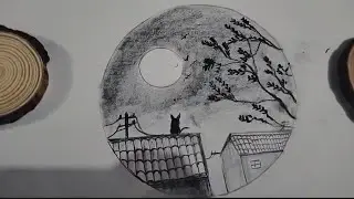Scenery of Moonlight Night by pencil sketch - step by step || How to draw || Drawing for beginners