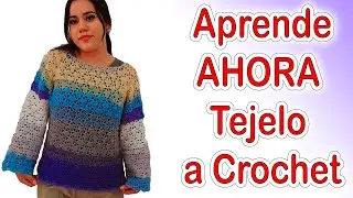 ¡Suéter FÁCIL con SOLO 200g de Hilo! 😱 Aprende AHORA a Tejerlo a Crochet 🧶✨