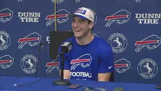 Bills tight end Dalton Kincaid speaks as rookie minicamp begins