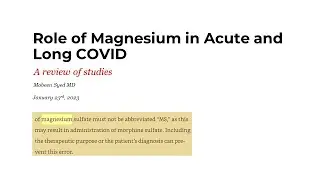 Role of Magnesium in Acute and Long COVID