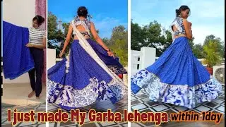 I just made designer garba lehenga within 1 day | full gher garba lehenga from saree for navratri
