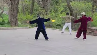 Tai Chi Sword Instruction at Worker's Park, DaLian, China
