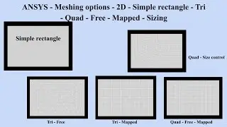 ANSYS   Meshing options   2D   Simple rectangle   Tri   Quad   Free   Mapped   Sizing