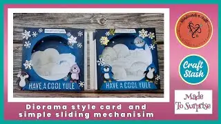 Christmas diorama card with sliding bears | @MixedUpCraft @CraftStashcoukTV
