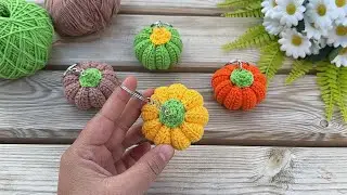 crochet cute pumpkin keychain / tığ işi kolay balkabağı anahtarlık yapımı