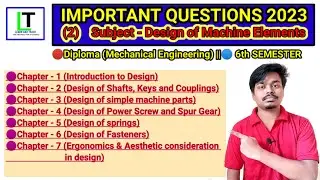 Design of Machine Elements ||Important Questions||6th sem.|| 2023