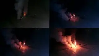 Пирофонтан Ф2 и дымовуха на фон. Положить стрелку спидометра