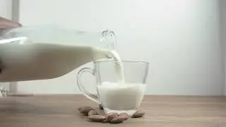 Milk Bottle Pouring Organic Milk Almond Milk Drink #short