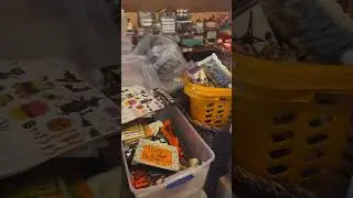 Preparing To Declutter Halloween Decorations Surrounded by Tupperware & Boxes Hoarder to Minimalist
