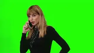 Woman Talking on the Phone - Green Screen 02 / Free Stock Footage (4K)