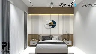 Modern Bedroom Interior Design  | Sketchup tutorial | Vray 5 Sketchup |  Pixologic Interior