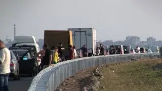 Затор - пробка на дамбе (Черкассы).