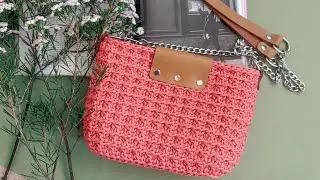 Вязание крючком. Простая сумка из полиэфирного шнура