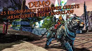 Guild Wars 2 - Opening 25 Ebonhawke Defender Chests & Armoured Tiger Warclaw Demo!