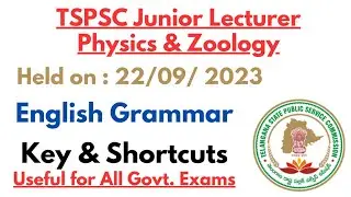 TS JL Physics & Zoology  ||  Paper-1  ||  22nd Sep 2023  ||  English Grammar