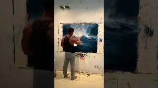Painting a seascape with a storm. Oil on canvas. #seascapepainting #shorts #shortsart #oilpainting