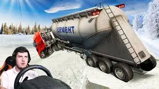 УЛЕТЕЛ С ТРАССЫ НА НОВОМ МЕРСЕДЕСЕ - ETS 2 СУРОВАЯ РОССИЯ
