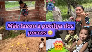 FUI NA CASA DA MINHA SOGRA + Mãe Lavou a pocilga dos porcos 🐷