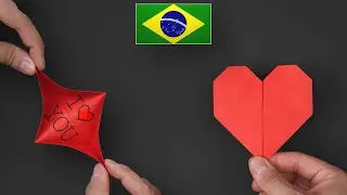 Origami de Coração com Mensagem Surpresa Fácil / Cartão Pop-up - Tutorial PT-BR