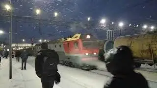 Зимнее видео, "Синара" на станции Мга