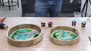 DIY Resin Fluid Art - 02 || Making of Serving Trey by Resin art India