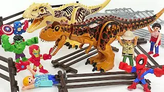 Avengers! Defeat the Lego dinosaurs that appear in the zoo! | DuDuPopTOY