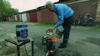 Самодельная горелка на отработке для плавки и другой хрени...