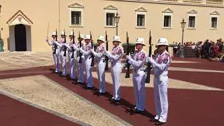 Traditional ritual of the Changing of the Guard at the Princely Palace in Monaco 08/2017