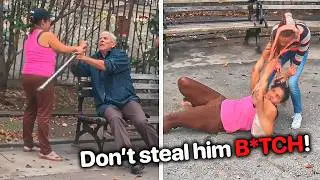 Karen Tries To Fight OLD MAN Then Gets Beat Up