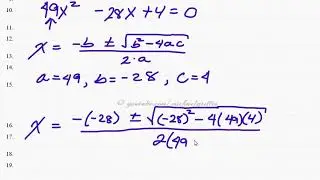 College Algebra Quadratic Formula