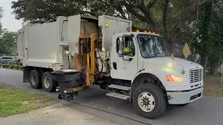 Fast Dare County Freightliner GS Products Side Loader Garbage Truck Collecting Rare Carts