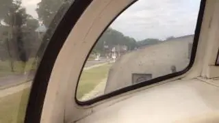 Crossing the St. Joseph river in a lounge dome car on Amtrak