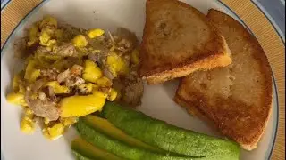 Jamaican breakfast 🤤Fried bammy with ackee and saltfish #friedbammy #shorts