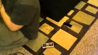 Возбужденный кот и приставка